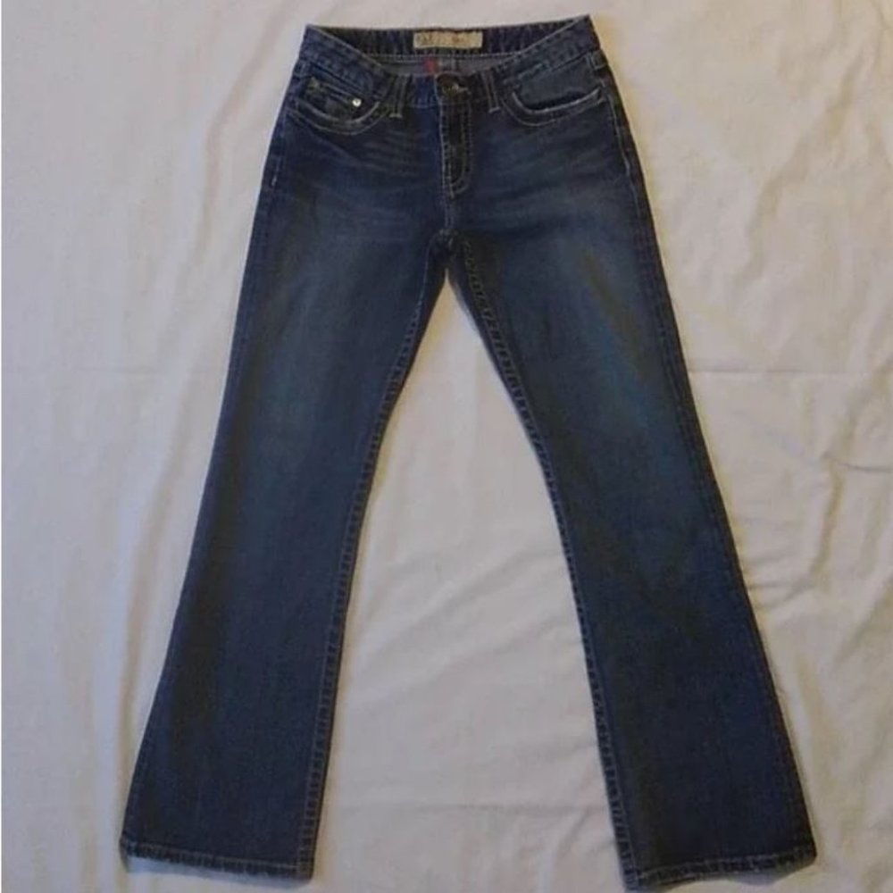 BKE Kate Bootcut Denim Blue Jeans Button Down Flap 28 X 33 1/2